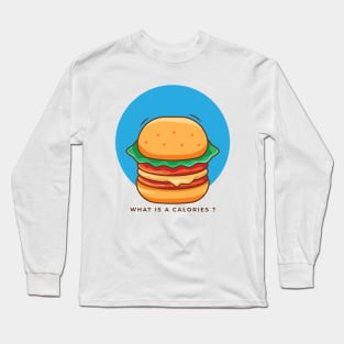 Hamburger cartoon illustration with text Long Sleeve T-Shirt